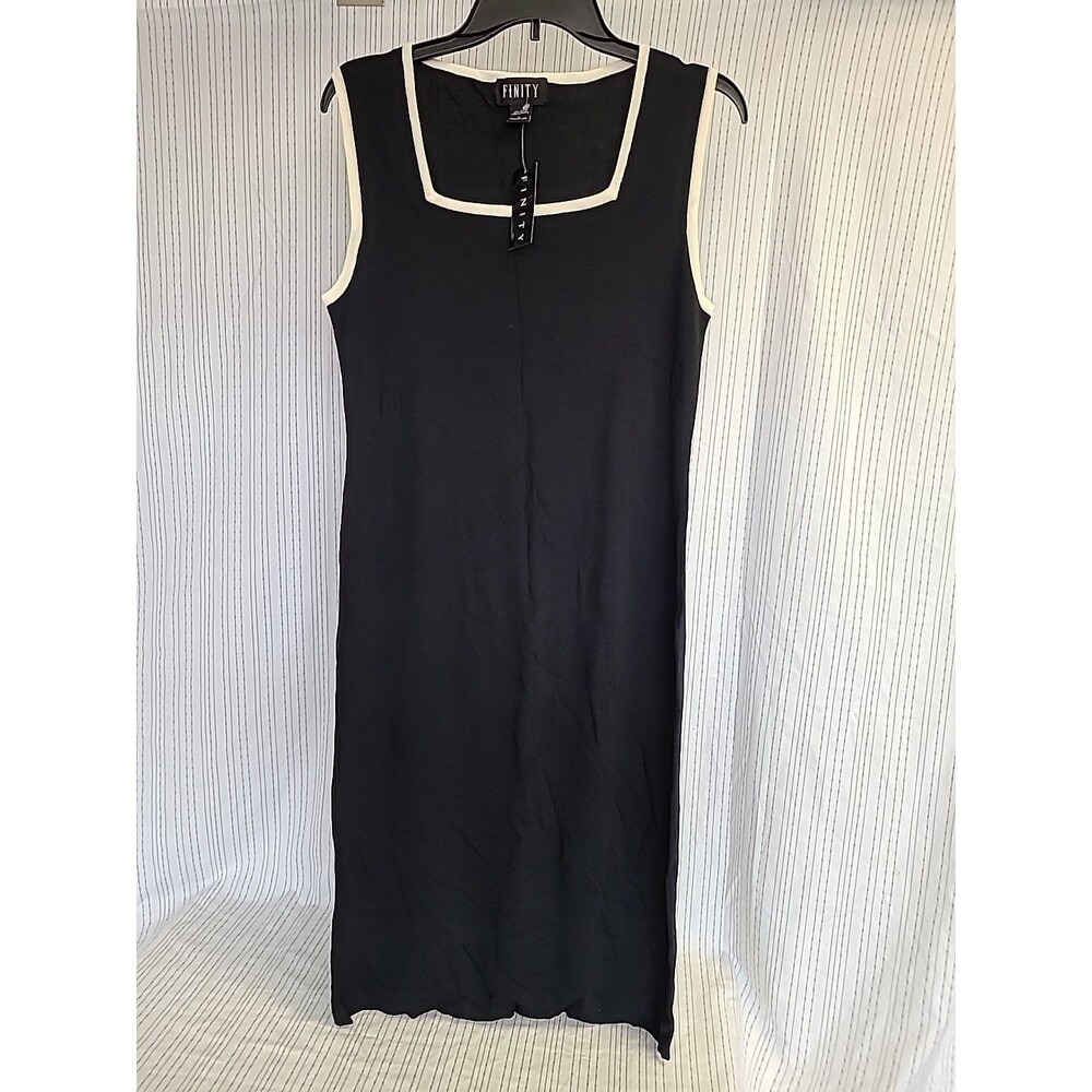 Finity Vintage Dress Black Midi Silk Y2K Classic Prom Size M